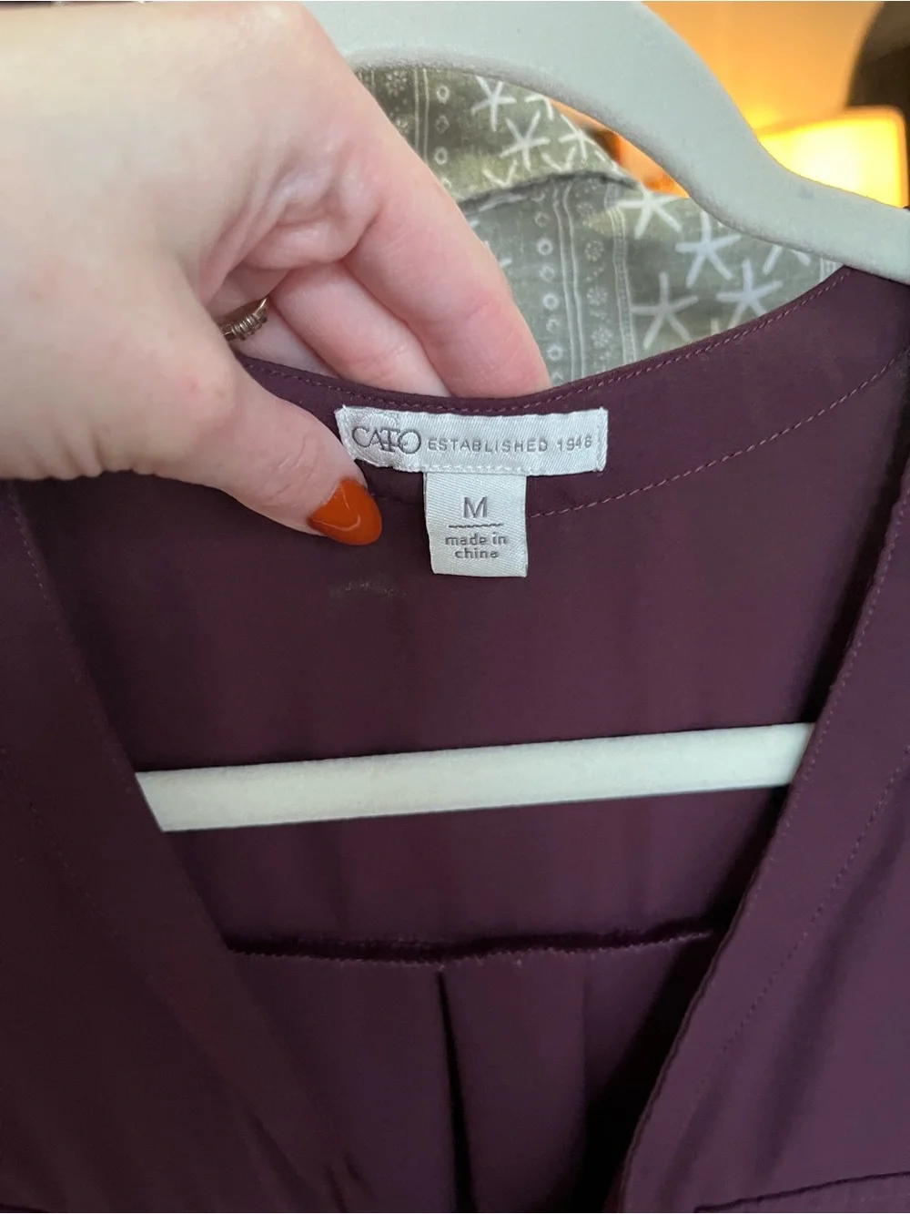 Cato Women's Plum Zip-Front Blouse - Picture 6 of 7